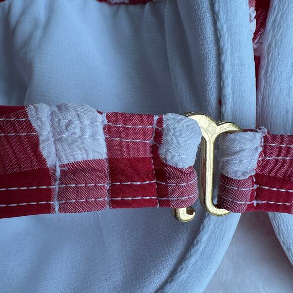 Montce Red Gingham Bustier Bikini Top Size Large NWOT $152 Pinup Retro Bra Crop - Picture 13 of 16